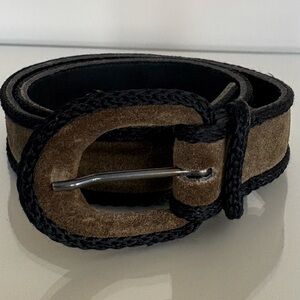 Woman’s vintage Yves Saint Laurent, YSL, Suede Belt with Black Trim, size medium